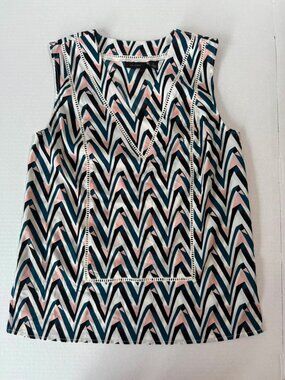Halogen Geometric V-Neck Sleeveless Blouse XS